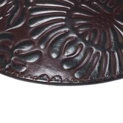 Pre Owned Fendi Dark Brown Embossed Leather Oyster Hobo