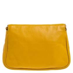 Pre Owned Fendi Yellow Leather Fendista Chain Shoulder Bag