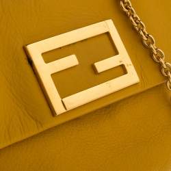 Pre Owned Fendi Yellow Leather Fendista Chain Shoulder Bag