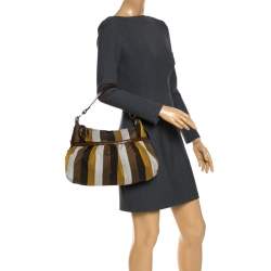 Pre Owned Fendi Multicolor Canvas and Leather Chef Hobo