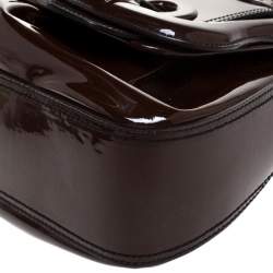 Pre Owned Fendi Dark Brown Patent Leather B Shoulder Bag