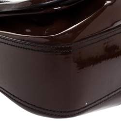 Pre Owned Fendi Dark Brown Patent Leather B Shoulder Bag