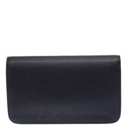 Pre Owned Fendi Black Leather 2 Jours Envelope Clutch
