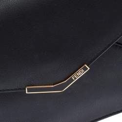 Pre Owned Fendi Black Leather 2 Jours Envelope Clutch