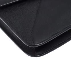 Pre Owned Fendi Black Leather 2 Jours Envelope Clutch