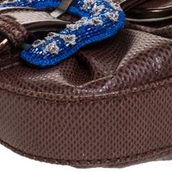 Pre Owned Fendi Brown Watersnake and Beads B Bis Chain Clutch
