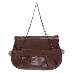 Pre Owned Fendi Brown Watersnake and Beads B Bis Chain Clutch