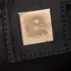 Pre Owned Fendi Black Canvas and Leather Zucca Tote