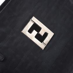 Pre Owned Fendi Black Canvas and Leather Zucca Tote