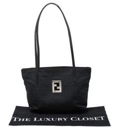 Pre Owned Fendi Black Canvas and Leather Zucca Tote