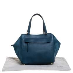 Pre Owned Fendi Blue Suede And Leather Boston Bag