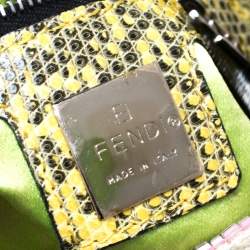 Pre Owned Fendi Multicolor Canvas and Lizard Embroidered Bageutte