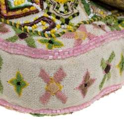 Pre Owned Fendi Multicolor Canvas and Lizard Embroidered Bageutte