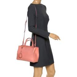 Pre Owned Fendi Peach Leather Mini 2Jours Tote