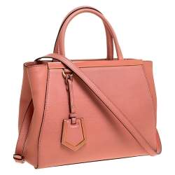 Pre Owned Fendi Peach Leather Mini 2Jours Tote