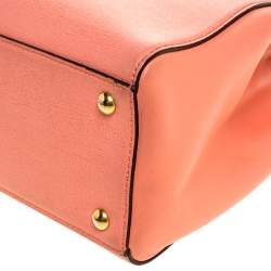 Pre Owned Fendi Peach Leather Mini 2Jours Tote