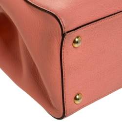 Pre Owned Fendi Peach Leather Mini 2Jours Tote