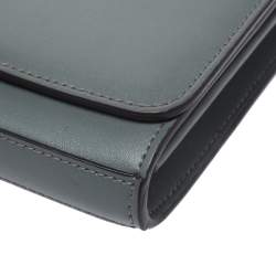 Pre Owned Fendi Grey Leather Chain Clutch