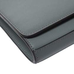 Pre Owned Fendi Grey Leather Chain Clutch
