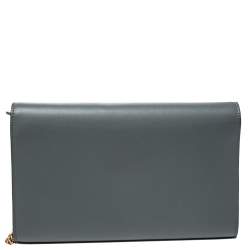 Pre Owned Fendi Grey Leather Chain Clutch