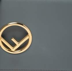 Pre Owned Fendi Grey Leather Chain Clutch