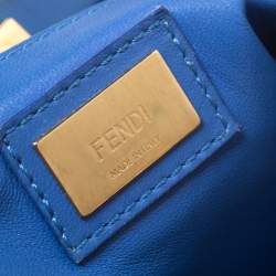 Pre Owned Fendi Blue Leather Mini Peekaboo Top Handle Bag