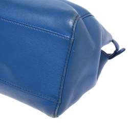 Pre Owned Fendi Blue Leather Mini Peekaboo Top Handle Bag