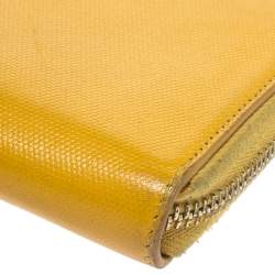 Pre Owned Fendi Yellow Leather Zip Around Wallet