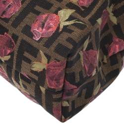 Pre Owned Fendi Tobacco Zucca Canvas and Leather Rose Chef Shoulder Bag