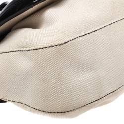 Fendi Cream/Black Canvas and Patent Leather B Shoulder Bag