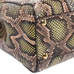 Pre Owned Fendi Tri Color Python Medium Peekaboo Top Handle Bag
