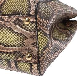 Pre Owned Fendi Tri Color Python Medium Peekaboo Top Handle Bag