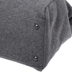 Pre Owned Fendi Grey Felt Fabric Large Peekaboo Top Handle Bag