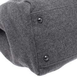 Pre Owned Fendi Grey Felt Fabric Large Peekaboo Top Handle Bag