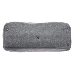 Pre Owned Fendi Grey Felt Fabric Large Peekaboo Top Handle Bag