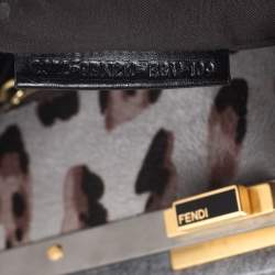 Pre Owned Fendi Grey Felt Fabric Large Peekaboo Top Handle Bag