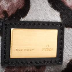 Pre Owned Fendi Grey Felt Fabric Large Peekaboo Top Handle Bag