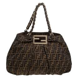 Pre Owned Fendi Tobacco Zucca Canvas Large Mia Shoulder Bag
