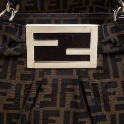 Pre Owned Fendi Tobacco Zucca Canvas Large Mia Shoulder Bag