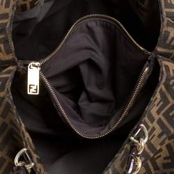 Pre Owned Fendi Tobacco Zucca Canvas Large Mia Shoulder Bag