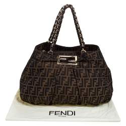 Pre Owned Fendi Tobacco Zucca Canvas Large Mia Shoulder Bag