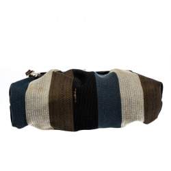 Pre Owned Fendi Multicolor Striped Canvas and Leather Limited Edition Chef Pochette Bag