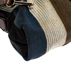 Pre Owned Fendi Multicolor Striped Canvas and Leather Limited Edition Chef Pochette Bag