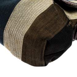 Pre Owned Fendi Multicolor Striped Canvas and Leather Limited Edition Chef Pochette Bag