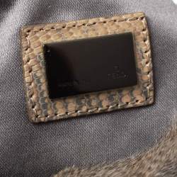 Fendi Beige Rabbit Fur and Lizard Baguette Bag