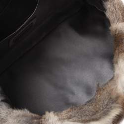 Fendi Beige Rabbit Fur and Lizard Baguette Bag