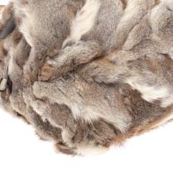 Fendi Beige Rabbit Fur and Lizard Baguette Bag