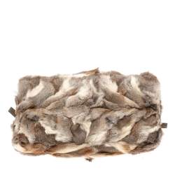 Fendi Beige Rabbit Fur and Lizard Baguette Bag