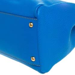 Pre Owned Fendi Blue Selleria Leather Large Peekaboo Top Handle Bag