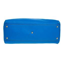 Pre Owned Fendi Blue Selleria Leather Large Peekaboo Top Handle Bag